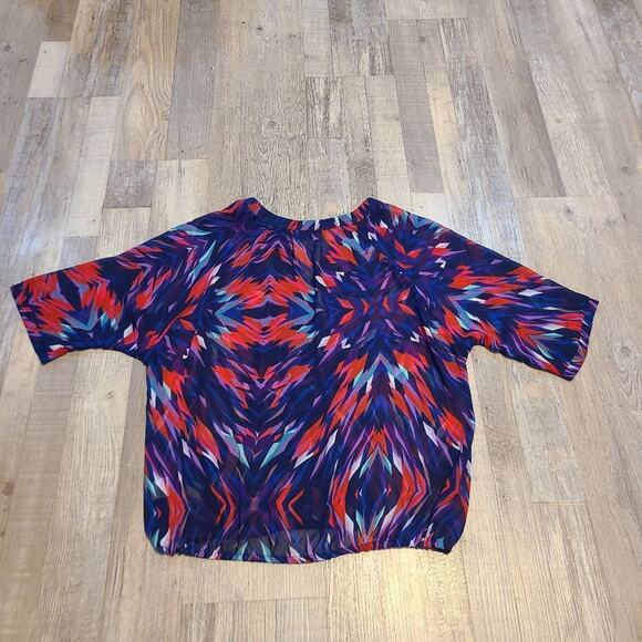 Ana medium petite womens abstract sheer blouse - Picture 3 of 10